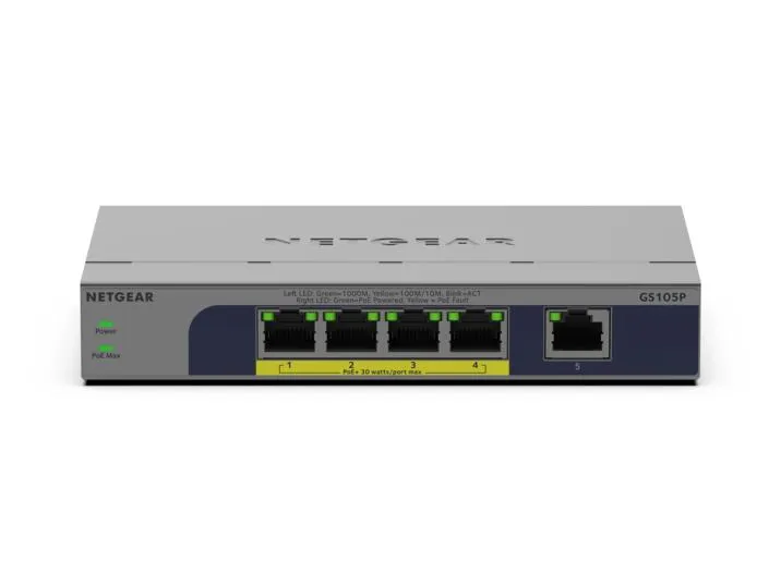 NETGEAR GS105P Unmanaged Gigabit Ethernet (10/100/1000) Power over Ethernet (PoE) – afbeelding 2