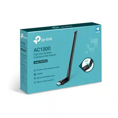 AC1300 High Gain Wi-Fi Dual Band USB Adapter 867Mbps at 5GHz + 400Mbps at 2.4GHz USB 3.0 1xHigh Gain External Antenna MU – afbeelding 3