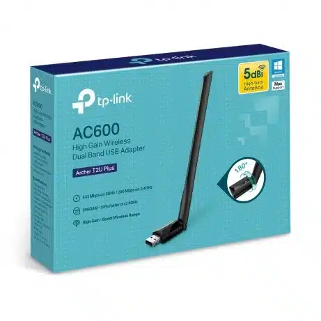 AC600 High Gain Wi-Fi Dual Band USB Adapter 433Mbps at 5GHz + 200Mbps at 2.4GHz USB 2.0 1 high gain antenna – afbeelding 3