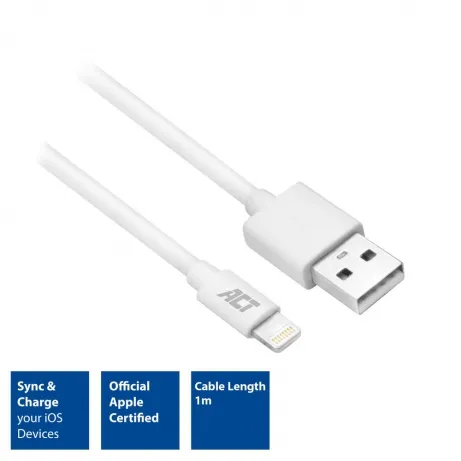 ACT 1 meter USB naar Lightning laad/data kabel – afbeelding 2