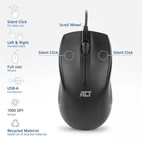 ACT Bedrade full size optische muis 1000 DPI – afbeelding 2