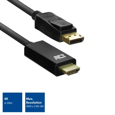 ACT DisplayPort male naar HDMI male adapterkabel – afbeelding 2