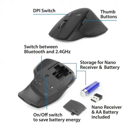 ACT Draadloze multi-connect muis Bluetooth of USB-A ontvanger – afbeelding 4
