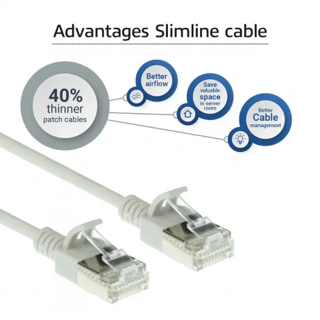 ACT Grijze 0,50 meter LSZH U/FTP CAT6A datacenter slimline patchkabel snagless met RJ45 connectoren – afbeelding 4