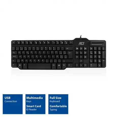 ACT Keyboard Belgium lay-out USB Smart Card ID Reader – afbeelding 3