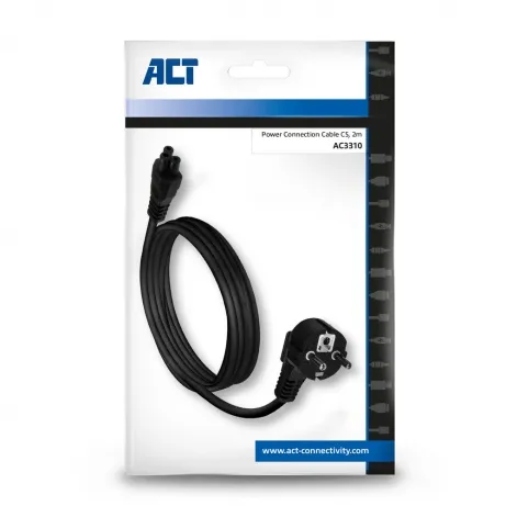ACT Netsnoer CEE7/7 male (haaks) - C5 zwart 2 m – afbeelding 4