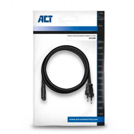 ACT Netsnoer Euro male - C7 female zwart 1,5 m – afbeelding 3
