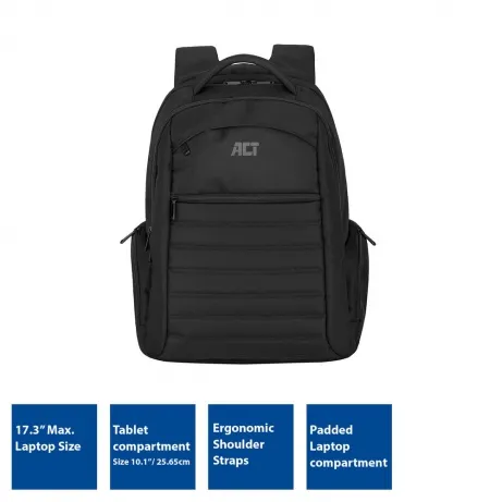 ACT Urban Notebook Backpack 17.3 BLACK – afbeelding 3