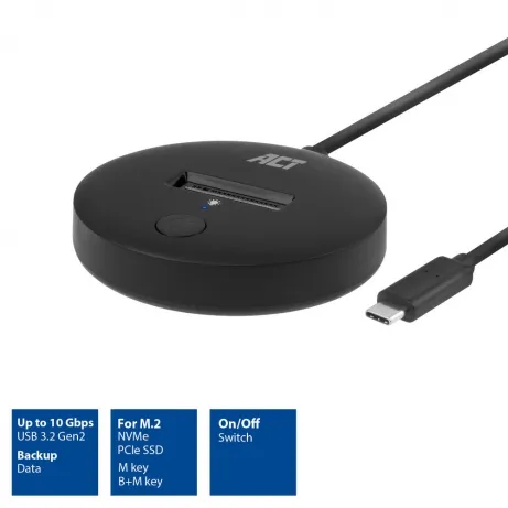 ACT M.2 NVMe/PCIe SSD dockingstation, USB-C 3.2 Gen2 – afbeelding 2