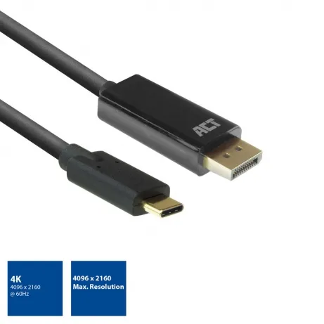 ACT USB-C naar DisplayPort male kabel 2 m 4K @ 60Hz – afbeelding 2