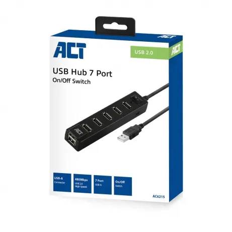 ACT USB hub 7 poorts, aan/uit-schakelaar – afbeelding 3