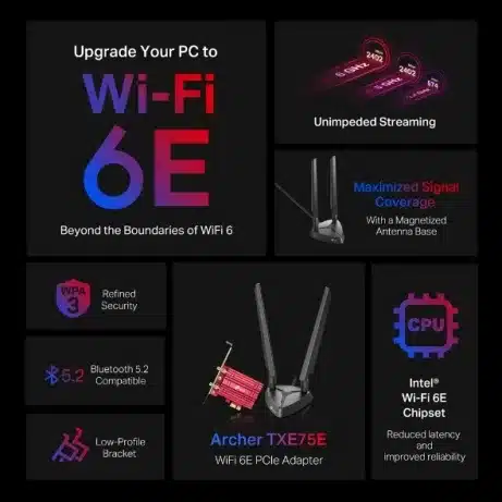 AXE5400 Tri-Band Wi-Fi 6E Bluetooth PCI ARCHER TXE75E – afbeelding 4