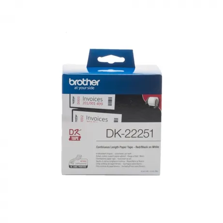 BROTHER Doorlopend Tape 62mm Zwart-Rood op Wit (15,24m) – afbeelding 3