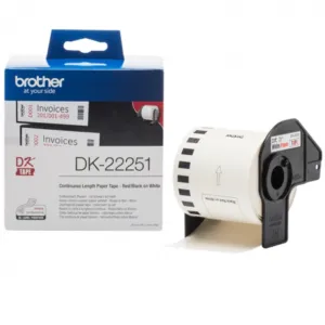 BROTHER Doorlopend Tape 62mm Zwart-Rood op Wit (15,24m)