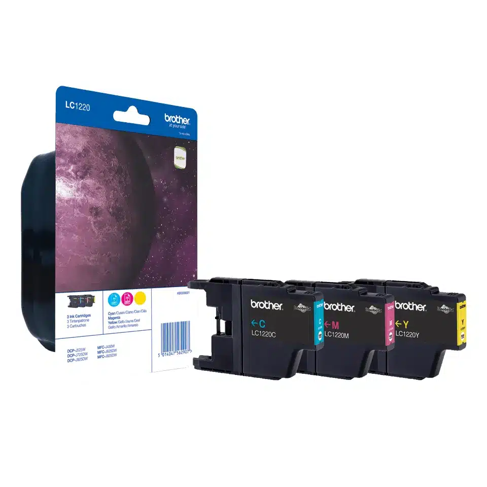 BROTHER LC-1220 inktcartridge drie kleuren standard capacity 3 x 300 pagina s 1-pack blister zonder alarm – afbeelding 2