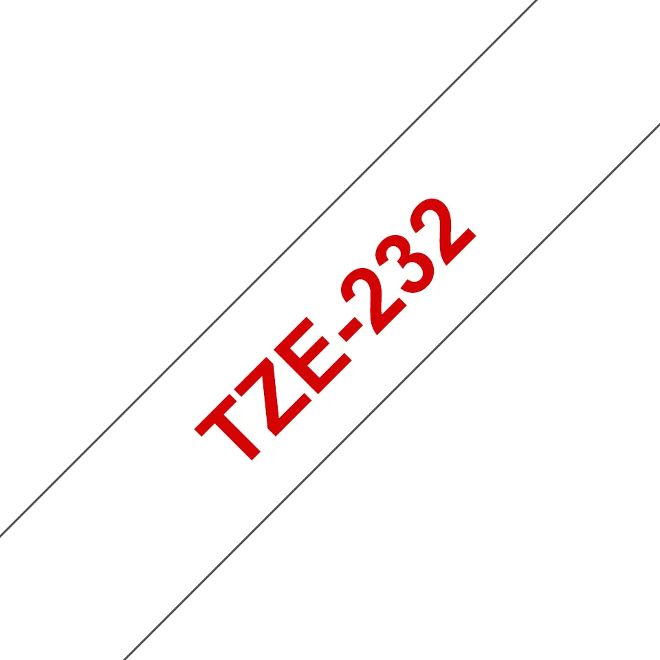 Brother TZE-232 labelprinter-tape Rood op wit – afbeelding 3