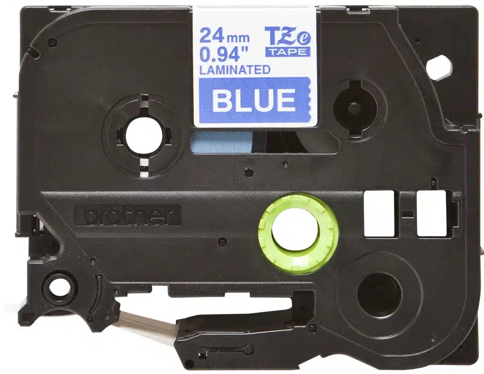 Brother TZE-555 labelprinter-tape Wit op blauw – afbeelding 4
