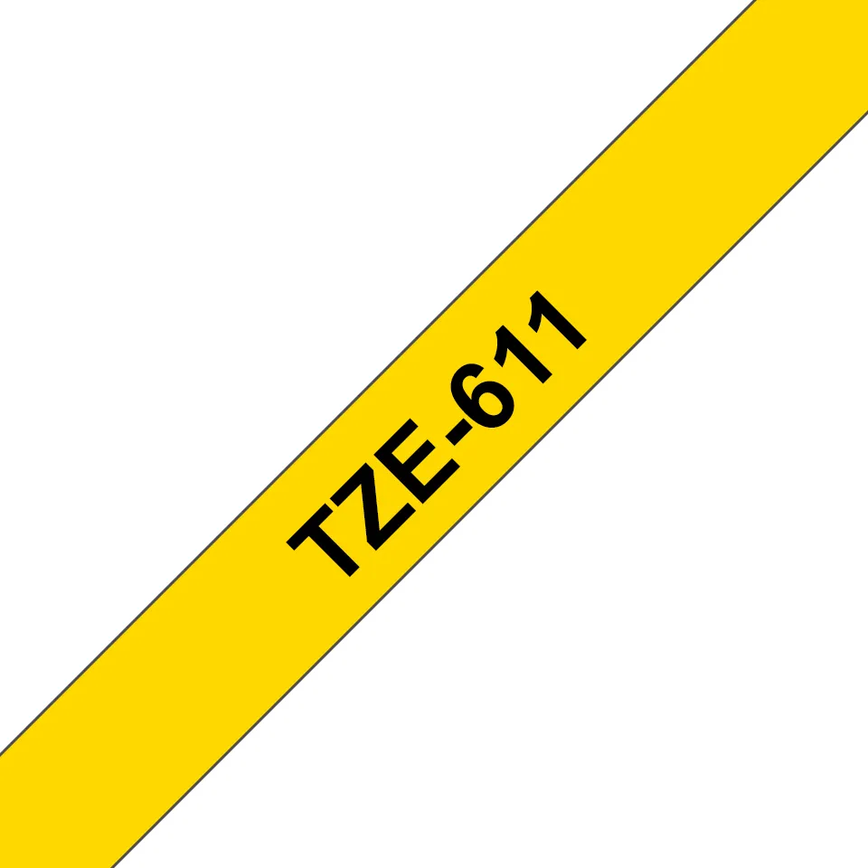 Brother TZE-611 labelprinter-tape Zwart op geel – afbeelding 3