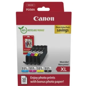 Canon CLI-551XL inktcartridge Hoog (XL) rendement Zwart, Cyaan, Magenta, Geel
