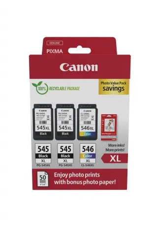 Canon PG-545XLX2 inktcartridge Hoog (XL) rendement Zwart, Cyaan, Magenta, Geel