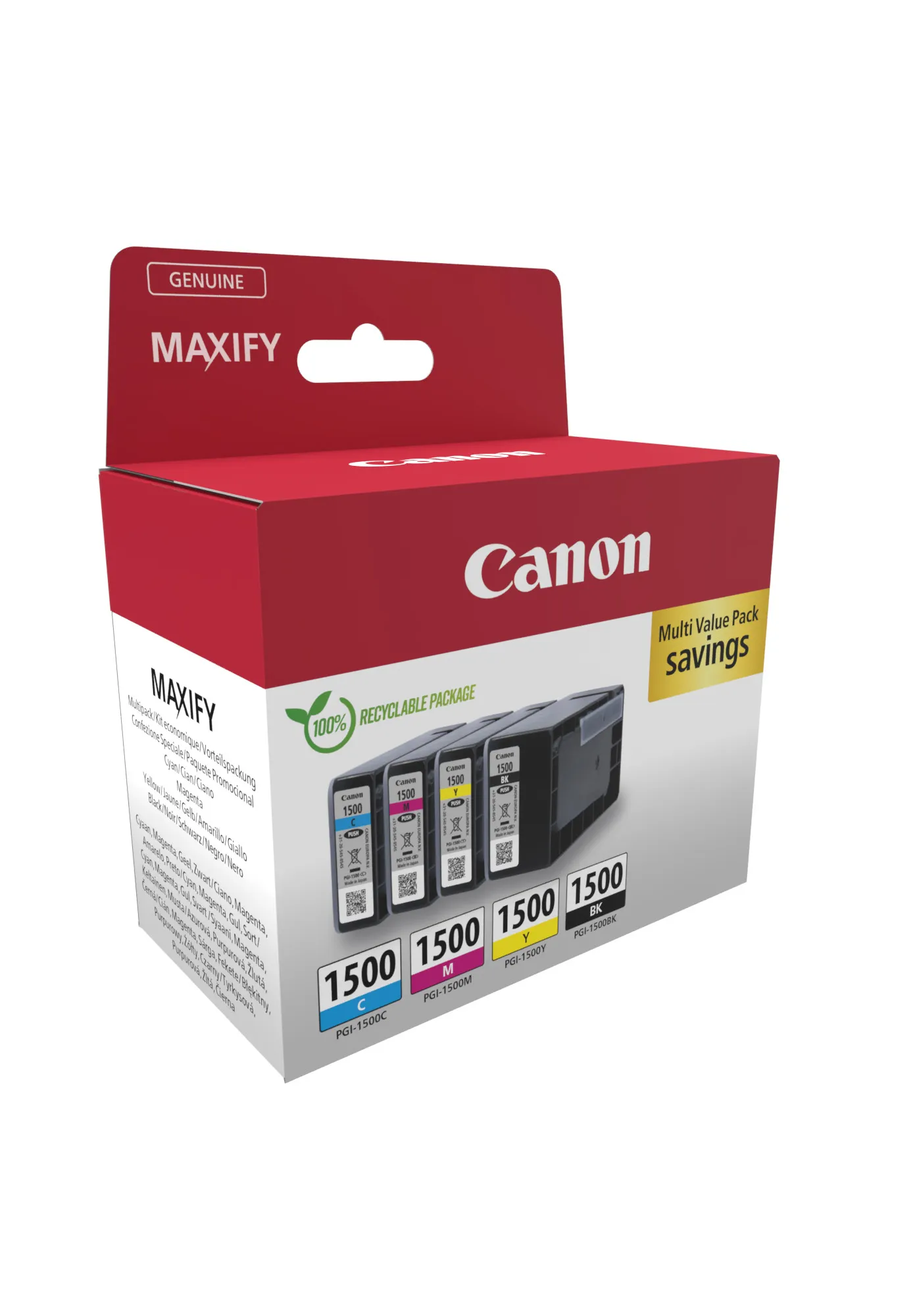 Canon PGI-1500 inktcartridge Zwart, Cyaan, Magenta, Geel – afbeelding 3