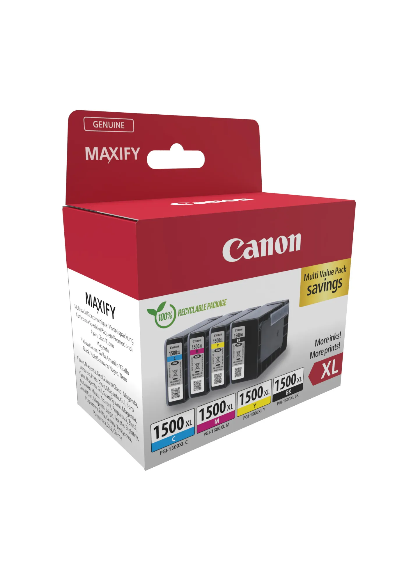 Canon PGI-1500XL inktcartridge Hoog (XL) rendement Zwart, Cyaan, Magenta, Geel – afbeelding 3