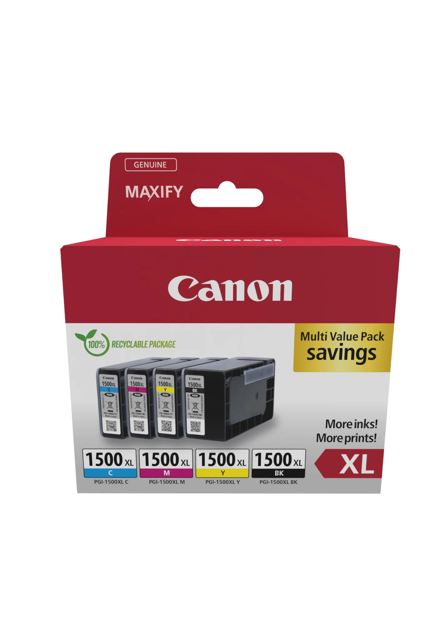 Canon PGI-1500XL inktcartridge Hoog (XL) rendement Zwart, Cyaan, Magenta, Geel – afbeelding 2