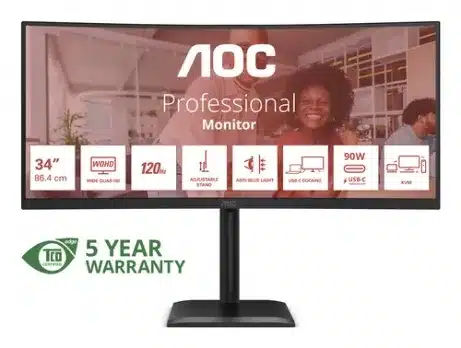 AOC CU34E4CV 34 inch UWQHD 120 Hz curved monitor – afbeelding 3
