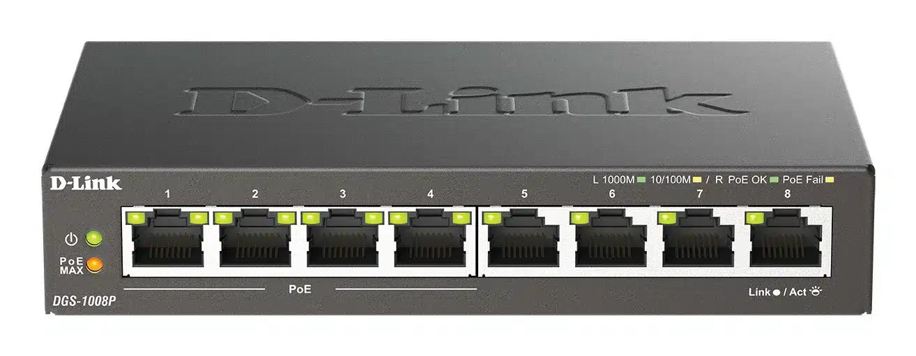 D-Link DGS-1008P 8 Port Gigabit Metal House Switch 4 Port PoE – afbeelding 2
