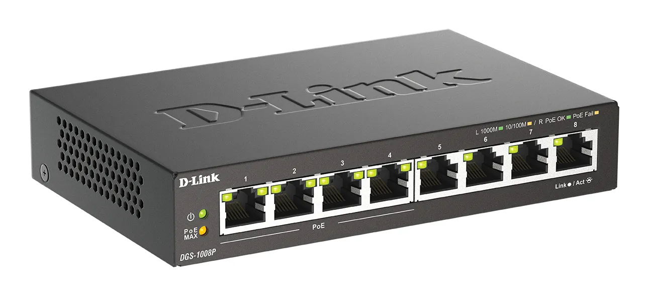 D-Link DGS-1008P 8 Port Gigabit Metal House Switch 4 Port PoE – afbeelding 3