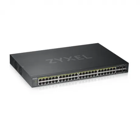 GS1920-48HPv2- 52 Port Smart Managed PoE Switch 48x Gigabit Copper PoE and 4x Gigabit dual pers.- hybrid mode- standalon