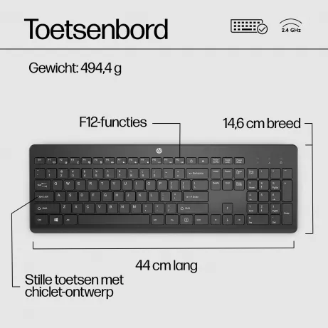 HP 230 Wireless Keyboard (Black) BEL 3L1E7AA#AC0 – afbeelding 4