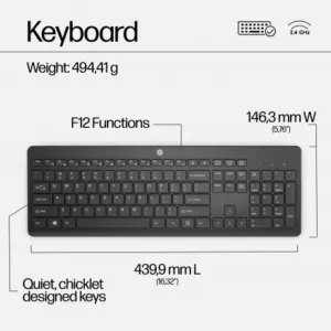 HP 230 Wireless Mouse and Keyboard Combo(Black) - QWERTY Int'l