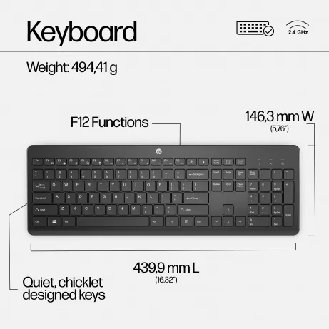 HP 230 Wireless Mouse and Keyboard Combo(Black) - QWERTY Int'l
