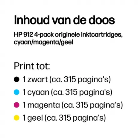 HP 912 CMYK Original Ink Cartridge 4-Pack – afbeelding 3