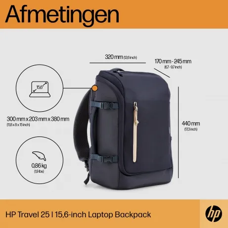HP Travel 25L 15.6 Iron Grey Laptop Backpack – afbeelding 4