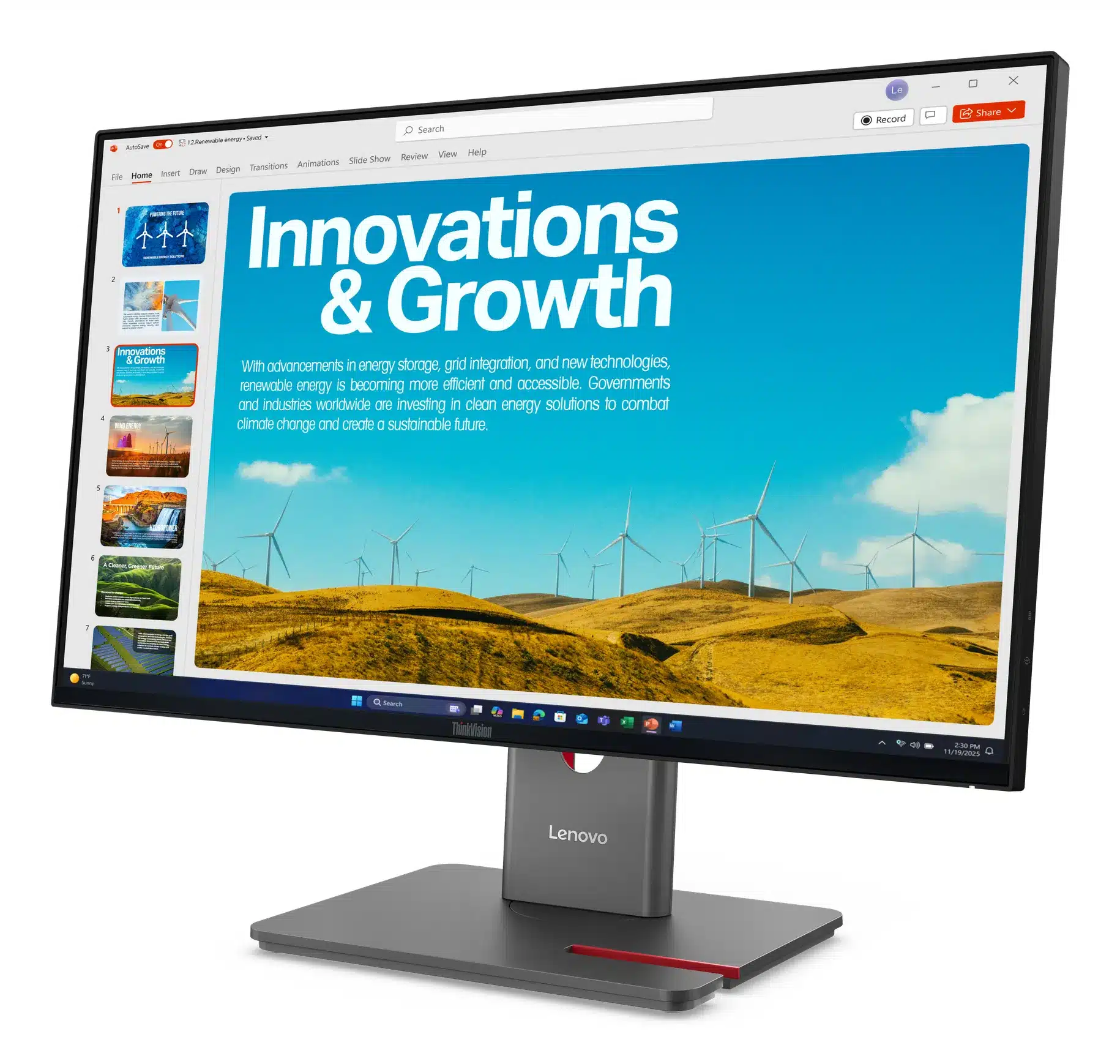 Lenovo 64B1GAT1EU 23,8 inch QHD 120 Hz monitor – afbeelding 3