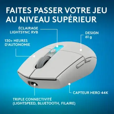 Logitech G305 X SUPERLIGHT wireless gaming mouse in white. Lightweight 61 g design – afbeelding 2