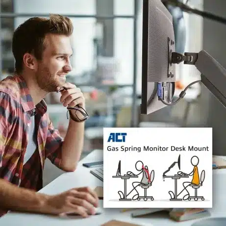 Monitor desk mount stand gas spring 1 Screen – afbeelding 4