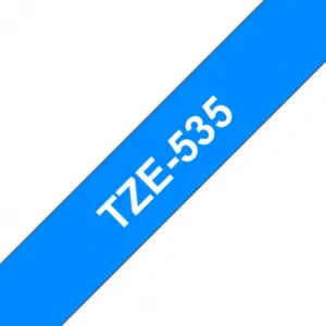 P-Touch TZE-535 white on hard blue 12mm