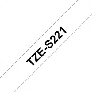 P-Touch TZE-S221 black on white 9mm extra gluey