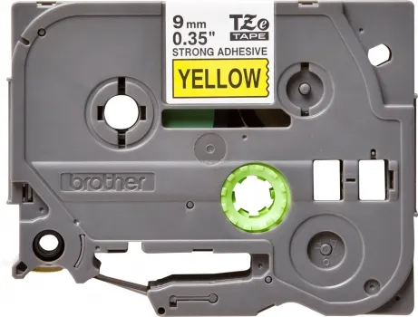 P-Touch TZE-S621 black on yellow 9mm extra gluey – afbeelding 2