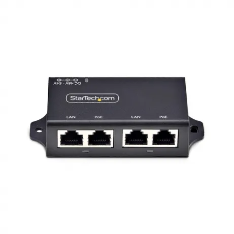 STARTECH.COM 2-Port PoE+ Injector 10/100/1000Mbps PoE/PoE+ 802.3af/at 4x 10/100/1000BASE-T RJ45 30W Wall Mountable – afbeelding 3