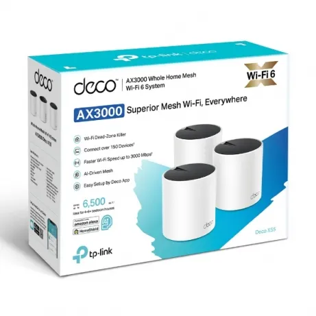 TP-Link DECO X55 (3-Pack) Dual-band (2.4 GHz / 5 GHz) Wi-Fi 6 (802.11ax) Wit Intern – afbeelding 3