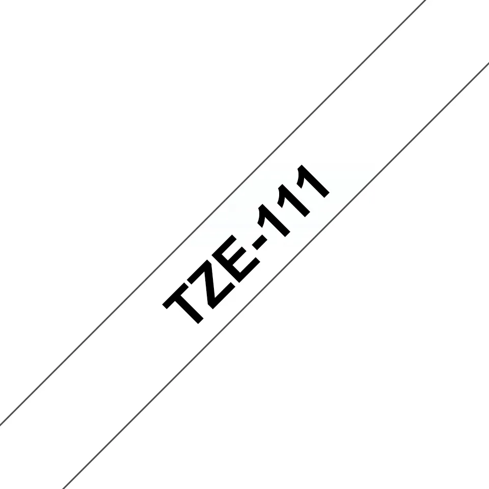 TZe111 - Gel. zelfklevend tape - zwart op doorschijnend - Rol (0.6 cm x 8 m) 1 rol(len) - voor P-Touch OA. GL-H100. H105 – afbeelding 2