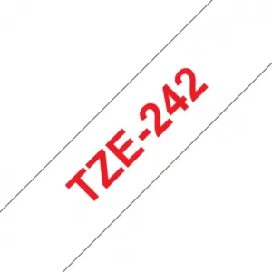 TZe242 - Gel. tape - rood op wit - Rol (1.8 cm x 8 m) 1 rol(len) - voor P-TouchPT-18. 2030. 3600. D400. D600. E300. E500