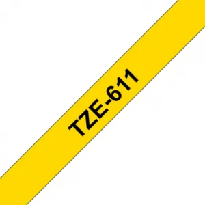 Brother TZE-611 labelprinter-tape Zwart op geel