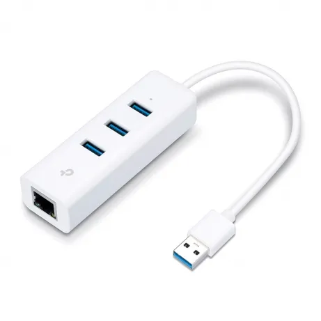 USB 3.0 to Gigabit Ethernet Network Adapter with 3-Port USB 3.0 Hub 1 USB 3.0 connector 1 Gigabit Ethernet port 3 USB 3. – afbeelding 2