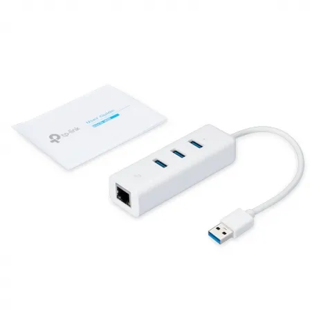 USB 3.0 to Gigabit Ethernet Network Adapter with 3-Port USB 3.0 Hub 1 USB 3.0 connector 1 Gigabit Ethernet port 3 USB 3. – afbeelding 3