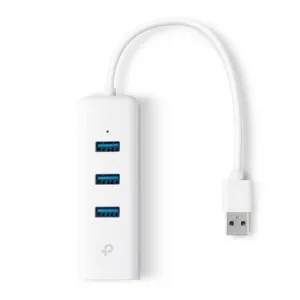 USB 3.0 to Gigabit Ethernet Network Adapter with 3-Port USB 3.0 Hub 1 USB 3.0 connector 1 Gigabit Ethernet port 3 USB 3.